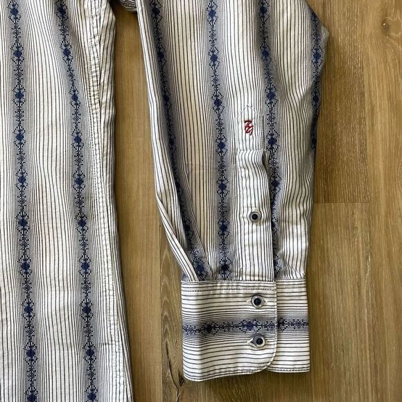 Robert Graham Mens Large Blue White Multi Stripe Long Sleeve Shirt Cotton EUC - Picture 3 of 6
